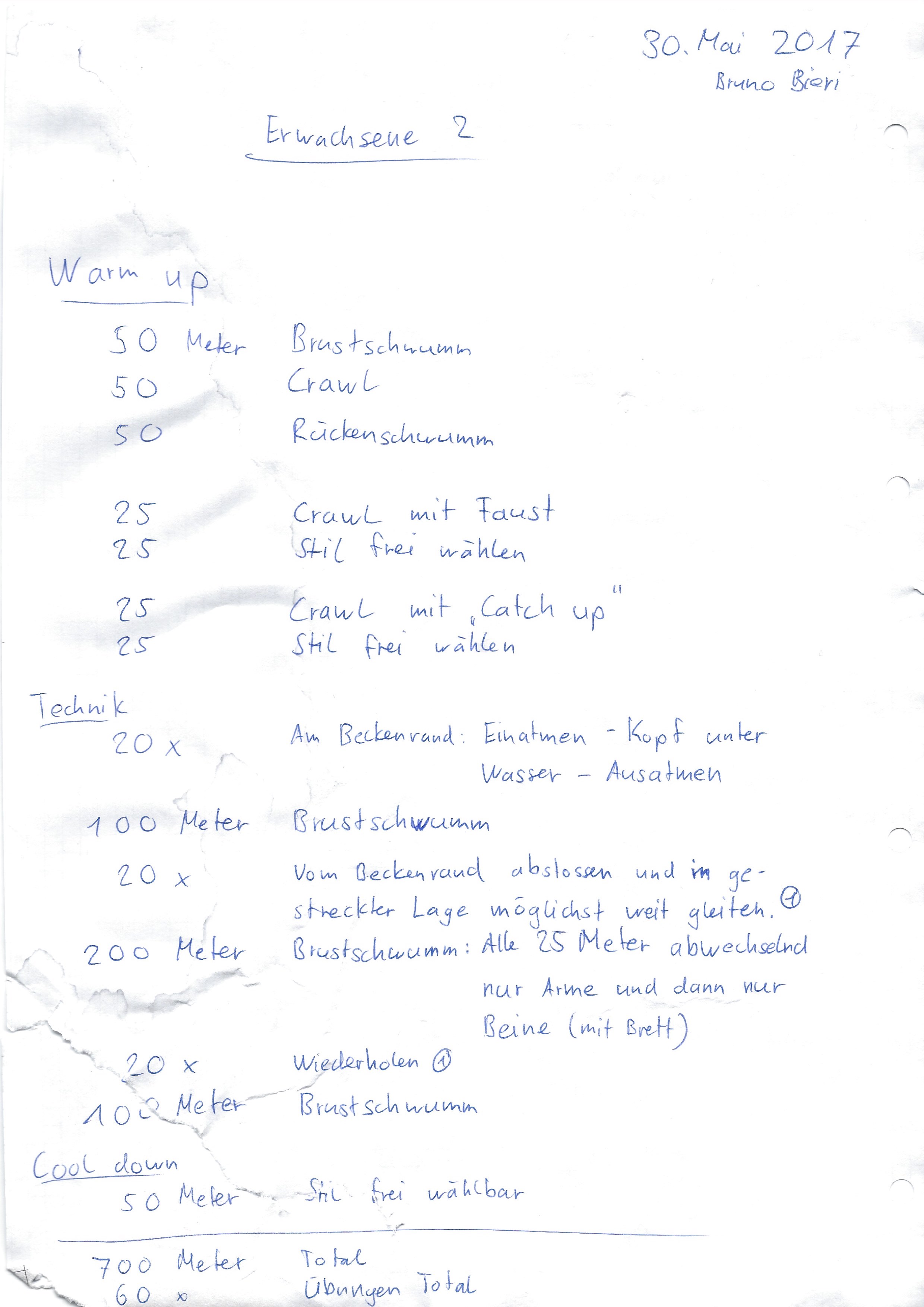 Schwimmtraining vom 30. Mai 2017 im KSV für Erwachsene 2