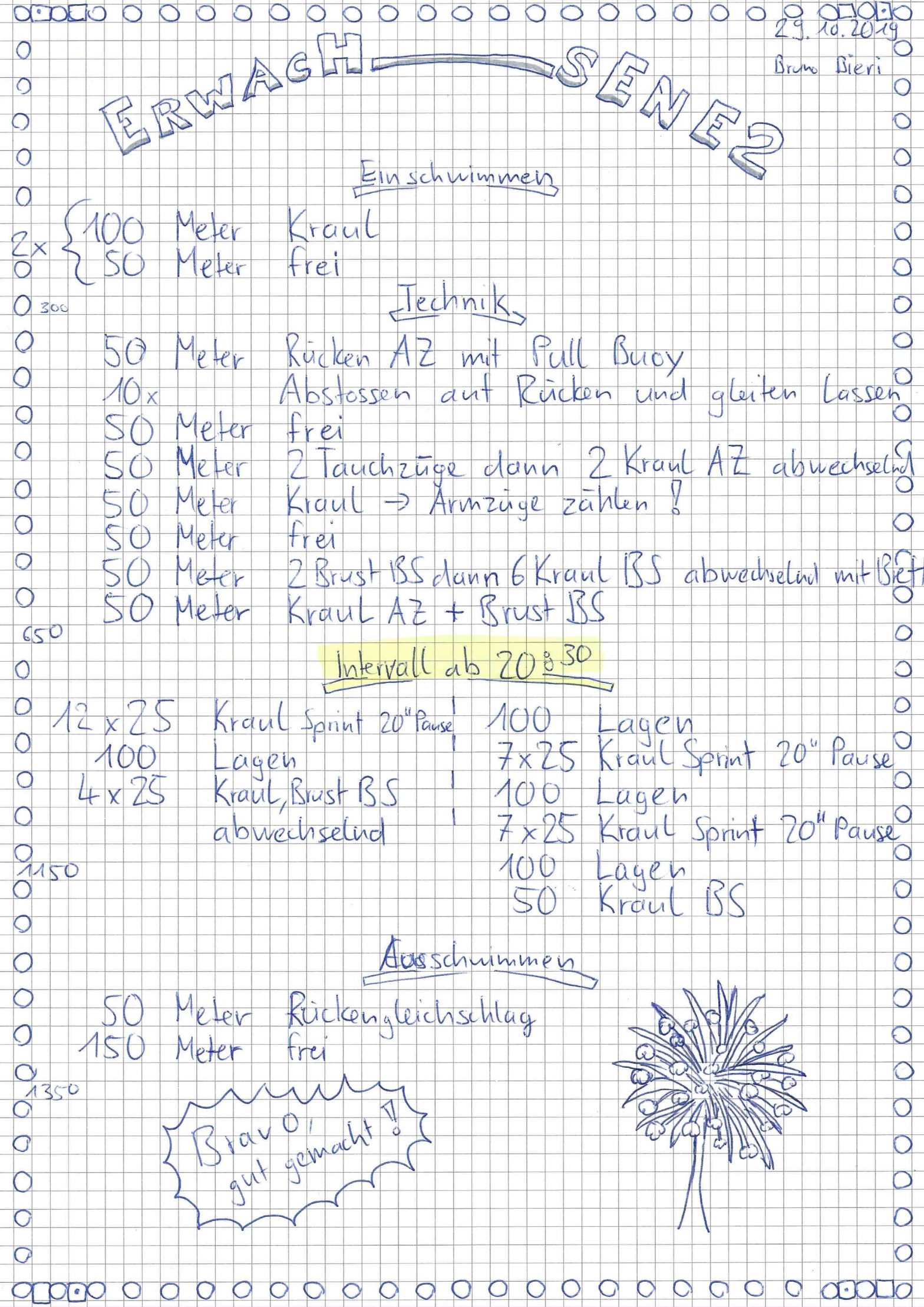 Schwimmtraining vom 22. Oktober 2019 im KSV für Erwachsene 2