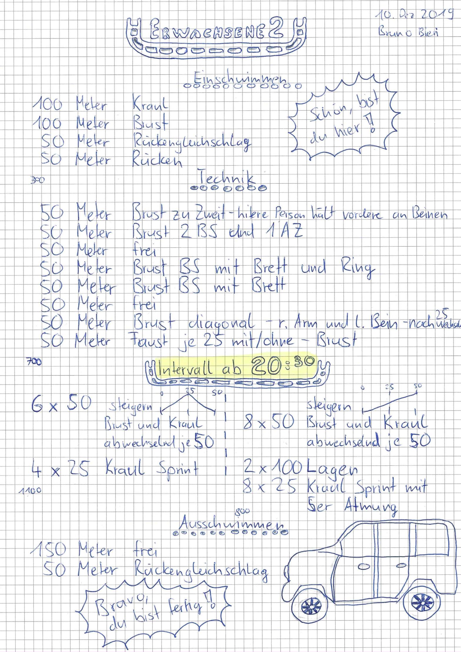 Schwimmtraining vom 10. Dezember 2019 im KSV für Erwachsene 2