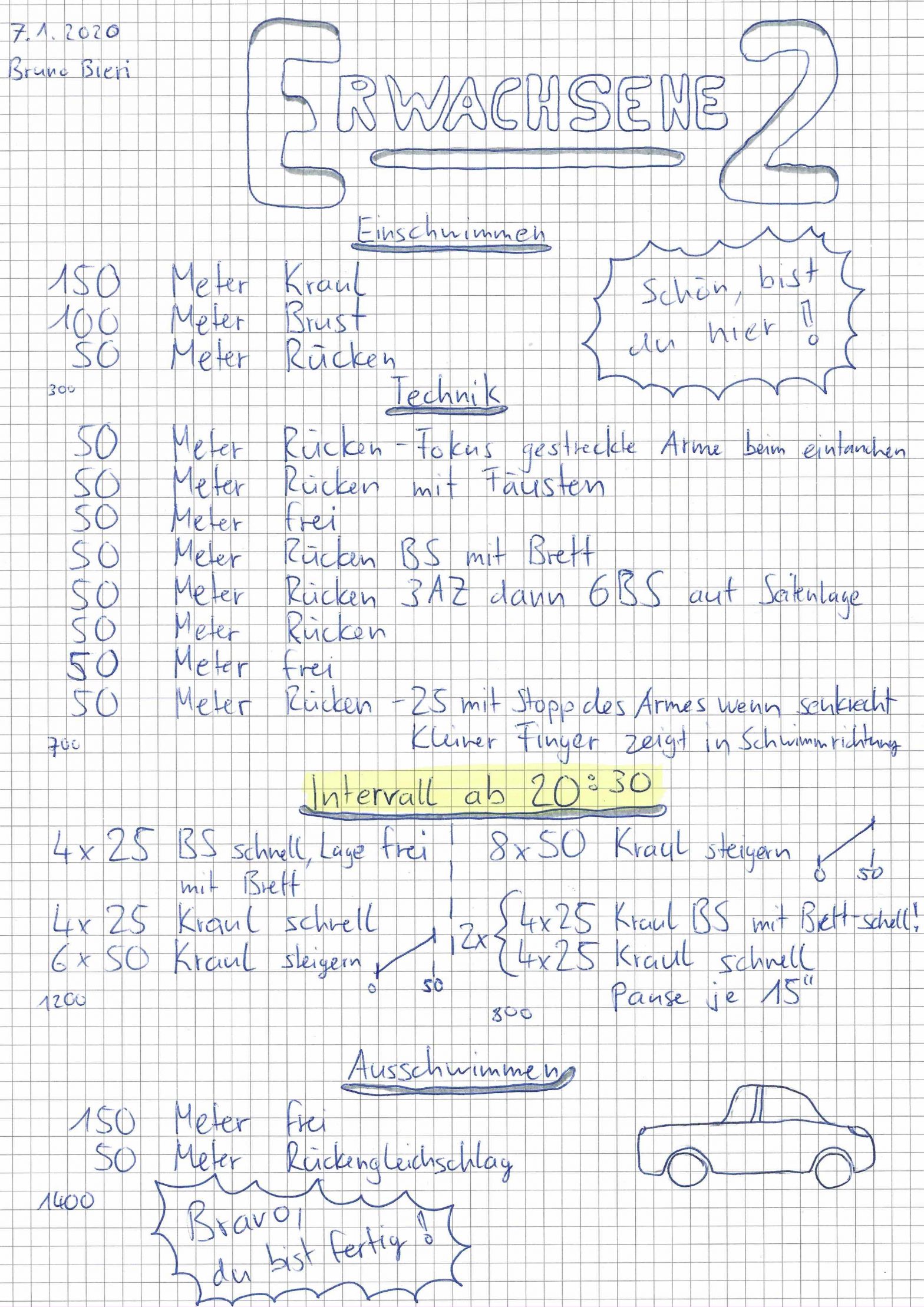 Schwimmtraining vom 7. Januar 2020 im KSV für Erwachsene 2