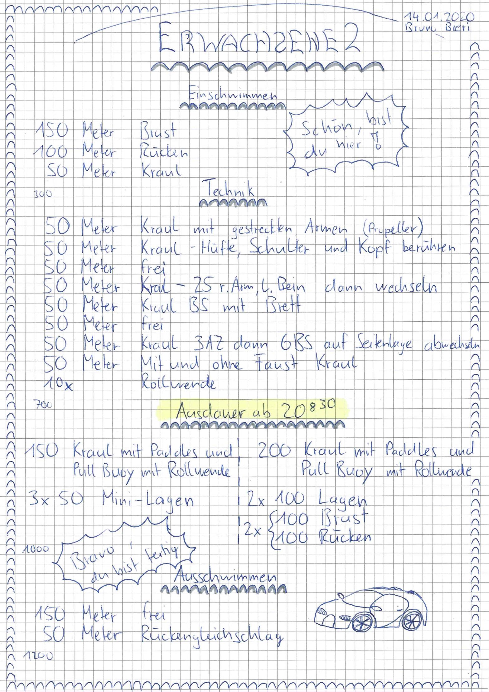 Schwimmtraining vom 14. Januar 2020 im KSV für Erwachsene 2